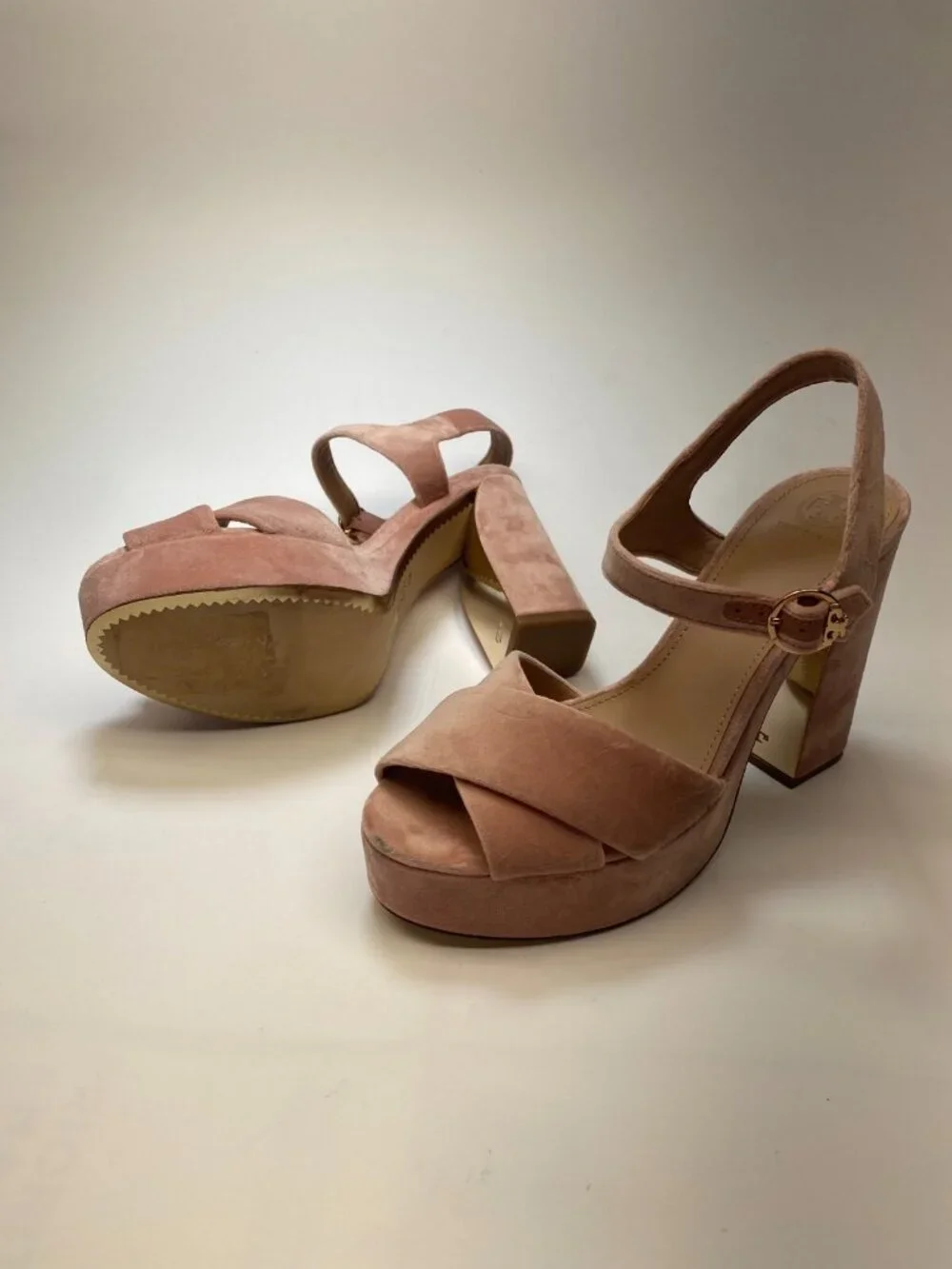 Tory Burch Womens Velvet Loretta Pink Suede Platform Sandals Sz 11